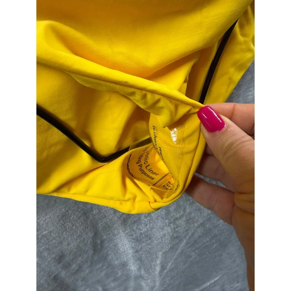 Becca Yellow Beaded Ring One Piece Swimsuit Plunge V-Neck Cross Back Cutout  L